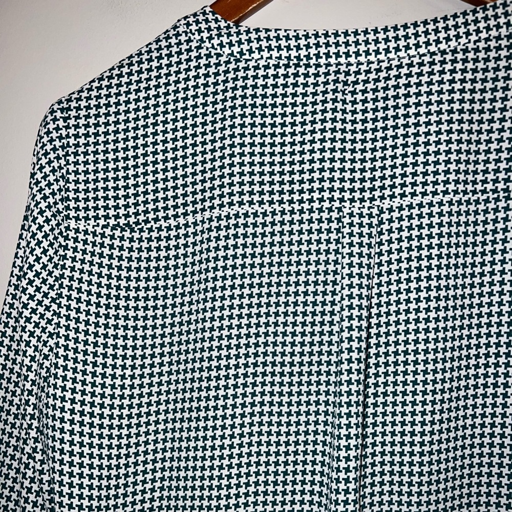Talbots Houndstooth Print Button Down Flowy Blous… - image 5